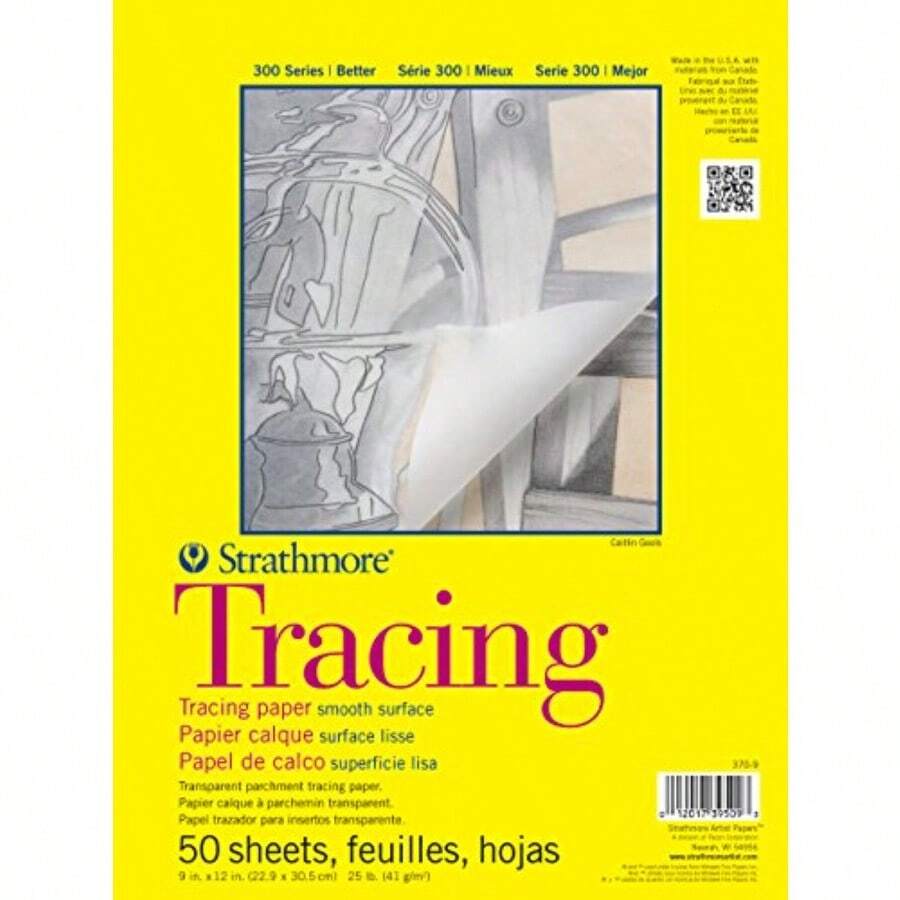 Strathmore 370-9 300 Series Tracing Pad 9"x12" Tape Bound 50 Sheets White. - Blanco - Ver 1