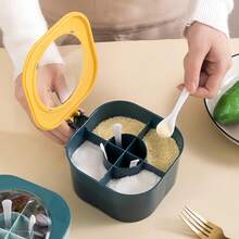 1 st/2 st kryddburkar med lock i PP-material, 4-facks kryddburkar med handtag, hemkök, salt-, socker- och pepparkrukor, läckagesäker design, lätt att rengöra, kök, nödvändigt för hemmabruk, bekvämt och snabbt, mått (11,8 x 6,8 cm) - Visa 7