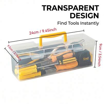 קופסת אחסון כלי חומרה רב תכליתית עם 6 קופסאות פנימיות קטנות, מארגן כלים נייד ידני למוסך הביתי