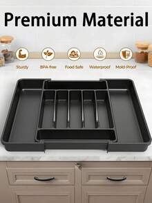 (2-7 Daysmust Arrive)1Pc Expandable Adjustable Kitchen Drawer Organizer - Space-Saving Utensil And Silverware Holder, Utensil Tray Kitchen, In-Cabinet Utensil Caddy, Cutlery Holder, Adjustable Plastic Storage Spoons Forks Knives, Flatware And Cutlery Holder For Knives, Forks, Spoons, Chopsticks, Cooking Utensils Storage, Knife & Fork Drawer Divider, Storage Container, Utensil Holder, Kitchen Utensils, Dish Drying Rack, Organziers Storage, Home Decoration, Kitchen Deccor, Home Gifts, Room Decoration 13" - 22"W, 14.8"L, Black Christmas Gifts Valentine's Day Halloween/Christmas Gifts, Back-To-School Season, Kitchen Items, Kitchen Gadgets, Kitchen Storage, House Essentials, Cocina Accesorios - A - 查看 3