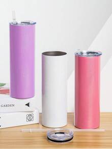 1PC Rainbow Colour Stainless Steel Insulated Mug, Cooler Mug, Modern Simple Solid Colour Car Mug, Premium Simple DIY Water Bottle - Office, Travel, Outdoor, Cycling, Back To School Supplies - Multicolor - View 1