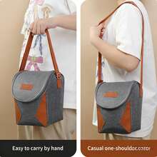 1个弧形大开口保温午餐包 - 单肩包、手提包、午餐盒包、学生便当包、大容量收纳包、随身野餐包、保温包、加厚保温午餐盒包 - 彩色 - 查看 3