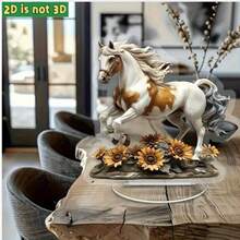 2 figurine de cheval cool en 2D, design plat en acrylique, style chinois, décoration de bureau ou de salon, résistant à l'eau - 1PC - Voir 3