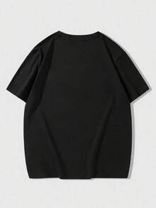 Retro I Just Get Fly And Trust God Typography Print Graphic Tee,Casual Print,Comfortable And Versatile,Cotton 220g Printed-Shirt,Unisex Style - 黑色 - 查看 3