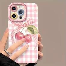 Cerezas rosas atadas con un lazo.funda de teléfono Fundas compatibles con ,Apple,VIVO,OPPO,,, y Honor.Fabricadas en silicona TPU,ofrecen protección contra golpes y caídas. - Blanco - Ver 2