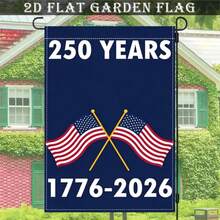 2D Flat, 1pc, 2D Flat, No Electricity Required, 250 YEARS 1776-2026 Linen Garden Flag With American Flag Pattern, Linen Material, Machine Washable And Durable For Outdoor Use, Suitable For Daily/Various Holiday Decorations, Applicable To All House - 30x45厘米/11.8x17.7英寸 - 查看 1