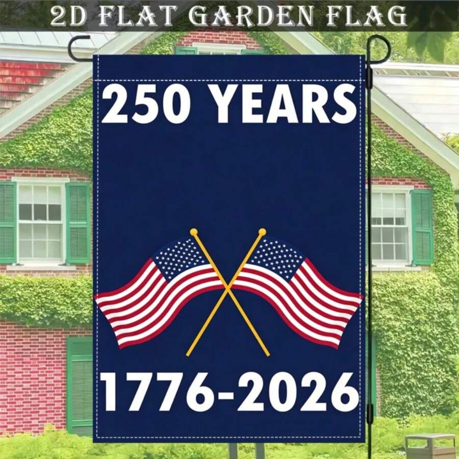 2D Flat, 1pc, 2D Flat, No Electricity Required, 250 YEARS 1776-2026 Linen Garden Flag With American Flag Pattern, Linen Material, Machine Washable And Durable For Outdoor Use, Suitable For Daily/Various Holiday Decorations, Applicable To All House - 30x45厘米/11.8x17.7英寸 - 查看 1
