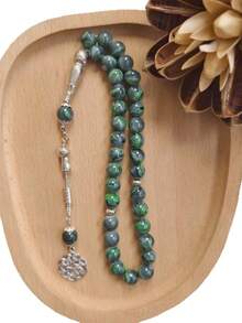 1 bộ vòng tay Tasbih một sợi gồm 33 hạt thủy tinh màu xanh lá cây 10mm, thích hợp đeo hàng ngày theo phong tục Ả Rập. - Nhiều màu - Xem 2