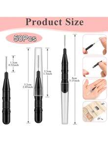 50/30/20/10/5pcs Set Eyebrow Brush With Cap, Micro Eyebrow Groomer, Eyelash Curler And Comb Tools For Eyebrow And Eyelash Styling - Black - View 2