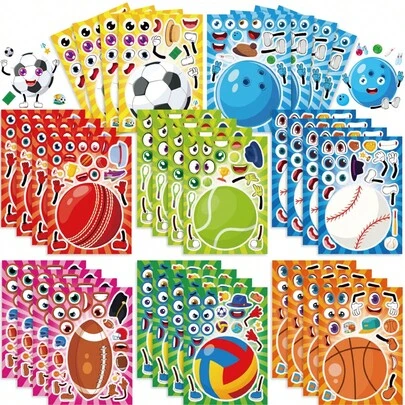 FIFA Juego de pegatinas DIY con temática de deportes múltiples, incluyendo fútbol, baloncesto, béisbol y otras pegatinas divertidas, excelente para la decoración de entusiastas del deporte, también adecuado para scrapbooking