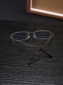 1 PC Men's Half Frame Rectangle Glasses Frame Lightweight And Durable Copper Frame Wear Without Pressure Suitable For Business Office With Glasses Box - Multicolor - View 6