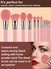 25件套化妆工具套装，包含：12支化妆刷套装+1个发圈+2个圆形粉扑+2个手碗挂绳+2个迷你气垫粉扑+4个三角粉扑+2个化妆海绵，一应俱全，新手友好 | 方便携带，送礼佳品 | 新手/女性的完美之选 - 彩色 - 查看 2