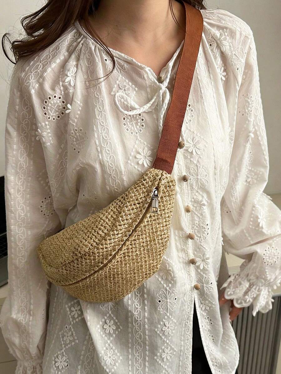 Túi đeo hông bằng rơm dành cho nữ, dây đeo có thể điều chỉnh, phong cách Bohemian, thích hợp cho mùa hè đi biển, kỳ nghỉ và sử dụng hàng ngày, quà tặng Ngày của Mẹ, vật dụng cần thiết khi đi du lịch. - Nhiều màu - Xem 1