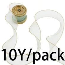 (10 yardas/paquete) Cinta decorativa con borde dorado ondulado, accesorio para el cabello, lazo hecho a mano DIY, cinta de encaje de satén decorativa - Mezcla de colores - Ver 19