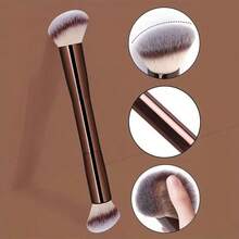 Professional Dual-Ended Face Makeup Brushes, Powder Blush Brush, Cosmetic Tools, Soft Fibers, Easy To Carry, Travel Brushes - Black - View 5