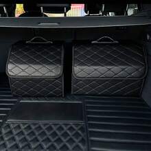 Caja de almacenamiento portátil para el coche, organizador de maletero, caja de almacenamiento plegable multifuncional, contenedor de almacenamiento para el coche, solución de almacenamiento para el coche de alta capacidad, organizador esencial de uso doméstico y para el coche, diseño con asa negra, esencial para viajes, regalo del Día de la Madre - Multicolor - Ver 2