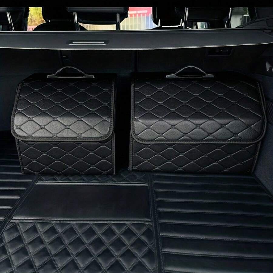 Caja de almacenamiento portátil para el coche, organizador de maletero, caja de almacenamiento plegable multifuncional, contenedor de almacenamiento para el coche, solución de almacenamiento para el coche de alta capacidad, organizador esencial de uso doméstico y para el coche, diseño con asa negra, esencial para viajes, regalo del Día de la Madre