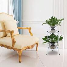 Atyhao Soporte para Maceta de Metal de 2 Niveles Soporte para Maceta Soporte Alto para Plantas Decoración del Hogar Accesorios de Jardín para Flores de Plantas de Jardín blanco - Blanco - Ver 5