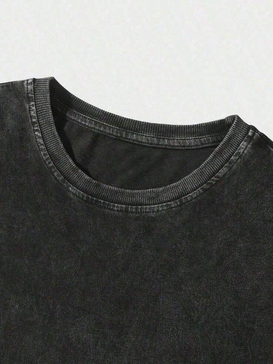 Camiseta de manga corta holgada para hombre, suave y transpirable, casual y versátil - Negro - Ver 1