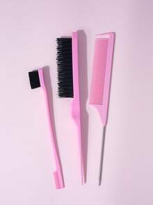 5件套造型梳套装，男女通用，包含发刷、梳子、头皮按摩刷、大女儿柔顺秀发大弯梳、钢针尖尾梳、宽齿造型梳、八齿梳等。（1件套、2件套、6件套）共9排梳子 - 彩色 - 查看 13