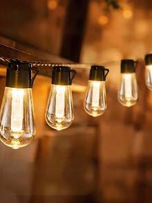 1件 10/20/30 LED 太陽能智能燈，戶外聖誕裝飾燈泡復古節日花環庭院家具串燈，適用於露台、涼亭、門廊、露營 - 木瓜 - 查看 7