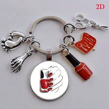 A Nail Art And Jewelry Decorated Faux Gemstone Keychain, Featuring Vibrant Nail Polish Patterns And Glass Material, Also Comes With Small Accessories Like Lipstick And Scissors, Making It An Excellent Gift For Close Friends And An Ideal Accessory To Keep In Your Bag. - Multicolor - View 15
