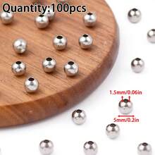 100/200pcs Stainless Steel Leather Beads, Decorative Beads, DIY Jewelry Making Materials For Necklace, Bracelet, Earrings, Handmade Beading Supplies - DIY - View 10