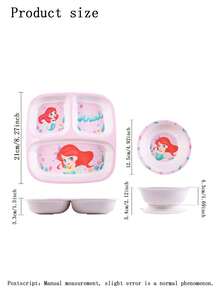 Disney Bộ đồ ăn hình nàng tiên cá hoạt hình gồm 1 đĩa ba ngăn, bát có đế hút, cốc học hai tai, thìa và dĩa, đồ dùng ăn uống bền chắc. - Nhiều màu - Xem 3