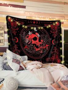 1 tấm thảm trang trí in hình đầu lâu và mặt trăng, chất liệu polyester hình vuông hiện đại, phù hợp cho phòng khách và phòng ngủ. - Nhiều màu - Xem 8
