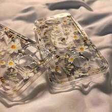 1pc Cute Bee & Flower Pattern Phone Case Compatible With Apple 17/17 Pro Max/16 15 Pro Max 14 Plus 13 12 11 XS XR X 7 And Series S21/S22/S23/S24/S25/A71/A51/A55, Full Coverage Fashion Design, Elegant, Precise Cutouts - Multicolor - View 5