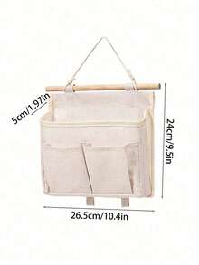1pc White, Gray, Multifunctional Storage Bag, Can Be Hung On The Wall Storage Bag, Fabric Dormitory Hanging Bag, Bedside Storage Bag Hanging Bag, Dormitory Bed Student Hanging Bag - Multicolor - View 3