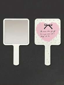 1pc Handheld Mirror - Portable Makeup Mirror - Travel Mirror - Handle Mirror - Plastic Touch-Up Mirror - Desktop Small Mirror - Hand-Held Makeup Mirror - Affordable Dormitory Makeup Mirror - High-Definition Printed Image - Portable And Easy To Carry - Multicolor - View 12