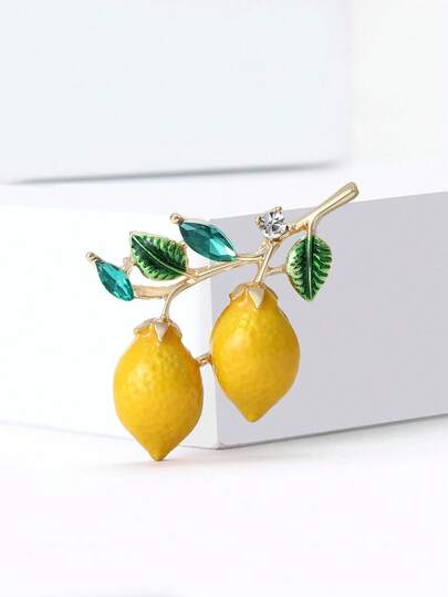 Luxury Enamel Lemon Brooches - Fruit Pins For Women Unisex Casual Party Jewelry Accessories / Friends Gifts Badges Decoration