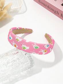 1个可爱兔子和复活节彩蛋印花海绵发箍，适合复活节派对、日常妆容、发型造型 - 彩色 - 查看 12