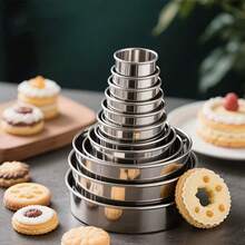 11/12pcs Stainless Steel Round Cookie & Cake Cutters | Multi-Size Baking Cutting Tools For DIY Pastry And Dessert Shaping, Suitable For Daily Baking And Holiday Pastry Making - View 1