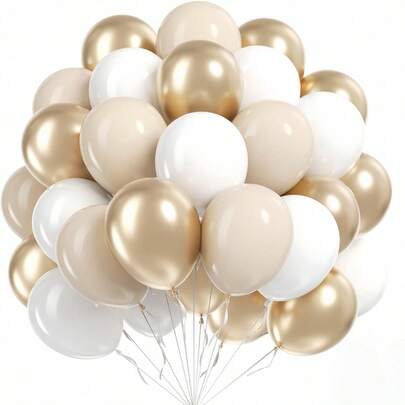 Latex Balloon Set (54pcs/24pcs Per Set) In 10-Inch Size, Available In Matte White, Metallic Gold And Matte Sand White. Ideal For Engagement Decorations, Birthdays, Anniversaries, Proposals, Balloon Garlands, Wedding Decorations, Bachelor Parties