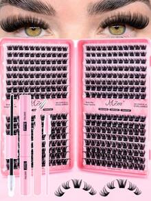 640pcs D-Curl Flare False Eyelashes Set, Bulk Combo Pack, DIY Eyelash Tools Kit, 30D+40D+50D Lash Clusters, Personal D-Curl Flare Eyelash Set Includes Lash Glue & Setting Liquid, 9-16mm Mixed Length Fake Lashes. Lash Cluster Set, False Eyelashes, Suitable For Travel, Daily Wear (Beginner Friendly), Wedding, Date, Party, Holiday And More, Also Great As Christmas/Halloween/Gift Eyelash Set. - Black - View 19