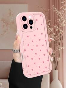 淡粉色小爱心印花图案，创意个性，流行经典甜美可爱风格，适合作为礼物送给朋友、家人、爱人，生日礼物、斋月礼物、情人节礼物。磨砂质感，带摄像头保护，全方位防护，防尘防水软壳，兼容 17/16/15/14/13/12/11/Pro/Pro Max/X/XR/XS/XS Max/7/8/Plus。 - 粉色 - 查看 3