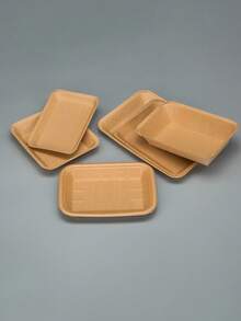 5/25/50pcs Kraft Paper Food Trays, Thickened Square Food Containers, Party Snack Serving Plates, Suitable For Barbecue/Snacks/Burgers/Fries/Fried Chicken/Hot Dogs - Brown - View 3