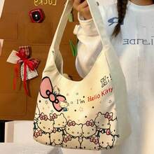 SANRIO Túi tote vải canvas hoạt hình, túi xách thời trang nữ, phong cách Kawaii dễ thương, túi đeo vai dung tích lớn, túi đi làm hàng ngày, thiết kế giản dị đa năng, họa tiết hoạt hình cổ điển, chất liệu vải canvas chất lượng cao, nhẹ, mềm mại, thoải mái khi mang theo, ngăn chứa rộng rãi, đa chức năng, phù hợp cho phụ nữ hiện đại thời trang sử dụng hàng ngày, phong cách dễ thương được ưa chuộng, túi đeo vai đa năng. - Nhiều màu - Xem 12