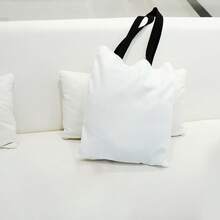 White Canvas Tote Bag, Polyester Material, Large Capacity, Minimalist Shoulder Bag, Handbag, Solid Color No Pattern, Suitable For Daily Commute And Shopping - White - View 2