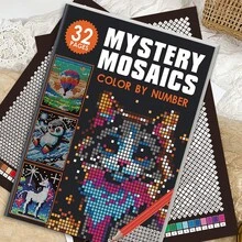 32页神秘马赛克像素涂色书，适合成人和青少年，创意像素艺术绘画，减压活动书，送给艺术爱好者的完美礼物，节日和生日礼物 - 彩色 - 查看 10