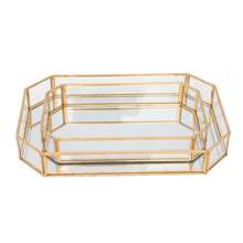 Gold Rectangular Glass Mirror Jewelry And Perfume Tray - Gorgeous Metal Decorative Tray For Dresser And Dresser - Vàng - Xem 9