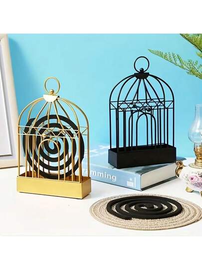 1个复古香炉，便携式悬挂笼式设计香炉支架，适用于户外、家居花园、酒吧、办公桌装饰、主题派对、节日庆典、家居装饰、餐桌摆饰。