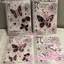 1/4pcs (Random Style), Ballet Pink Butterfly Notebook, Super Eye-Catching Girly Style A5/A7 Spiral Notebook, Thick Increased Pages, Student Exercise Book, Stationery Office Supplies, Back To School Essential - Multicolor - View 8