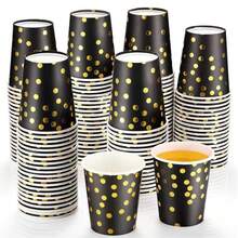 20/40pcs Macaron Black Baking Cups, Gold Polka Dot, Large Capacity Thick Anti-Oil Heat-Resistant Cake Liners, Suitable For Home Baking, Party, Wedding, Dessert Table, Graduation, Durable & Elegant - Black - View 1