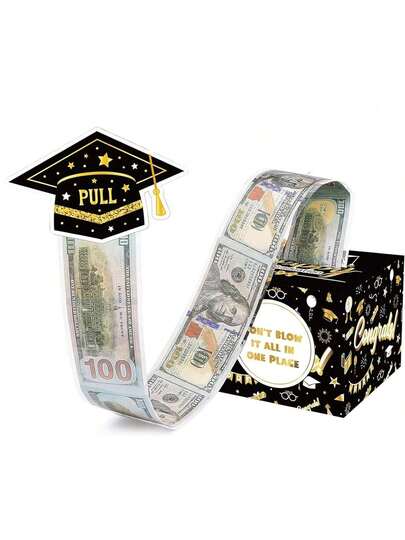 Hộp đựng tiền mừng tốt nghiệp năm 2026 màu đen, Hộp quà tiền mặt cho khóa tốt nghiệp năm 2026, Hộp đựng tiền mừng tốt nghiệp, Đồ trang trí chúc mừng tốt nghiệp cho học sinh trung học và đại học.