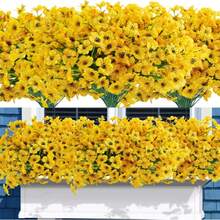 12/6/1pc Artificial Flowers, Suitable For Outdoor Use, Yellow Artificial Flowers, Suitable For Room Decoration, Spring Decoration, Artificial Flower Garden Centerpiece, Home Vase Decoration, Dining Room, Bedroom, Outdoor Garden Flower Arrangement, Photography Prop, Windowsill Flower Arrangement, Mother's Day, Room Decoration - Multicolor - View 1
