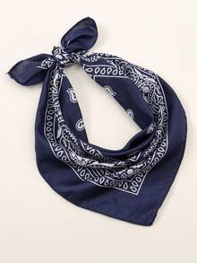 1pc Fashionable Paisley Print Novelty Large Scarf Headband, Boho Style Suitable For All Seasons,Beach,Holiday,Travel Essential,Holiday - Navy Blue - View 3