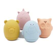 4件套婴儿洗澡挤压戏水玩具，硅胶动物造型喷水洗澡玩具，适合幼儿，感恩节/万圣节/圣诞节礼物 - 彩色 - 查看 12